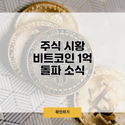 주식 시황 비트코인 1억 돌파 소식